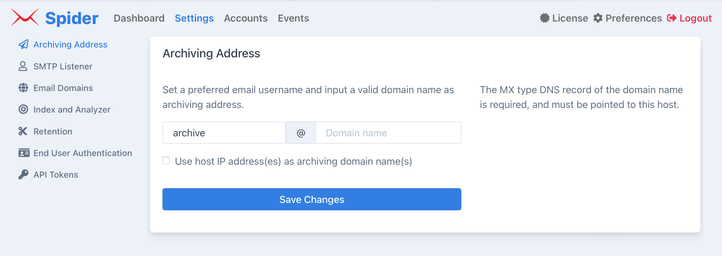 Archiving Address